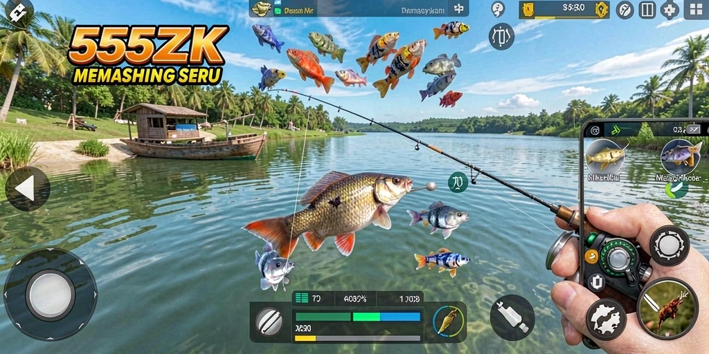 Screenshot gameplay <strong>555ZK</strong> menunjukkan pengalaman memancing yang menakjubkan.