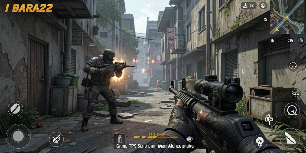 Screenshot gameplay BARA22 yang penuh aksi dan strategi.