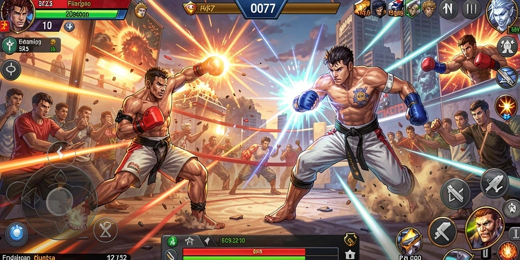 Tangkapan layar gameplay C0077 yang menampilkan pertarungan yang mendebarkan.