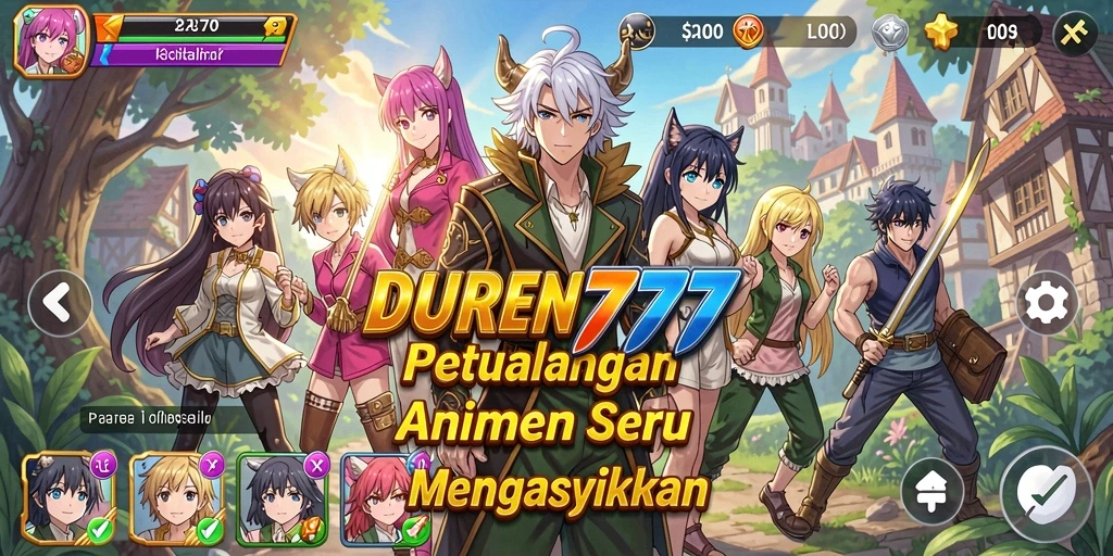 Tampilan gameplay seru dalam DUREN777 dengan karakter anime favorit.