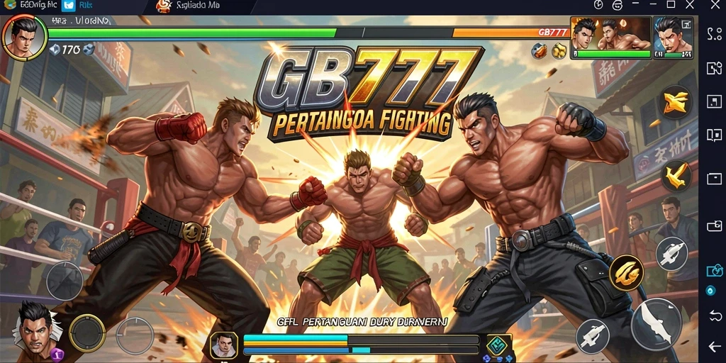 Screenshot gameplay GB777 menampilkan pertarungan seru antara dua karakter.