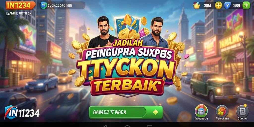 Tampilan screenshot utama IN1234 yang menarik dan menggambarkan gameplay Tycoon.