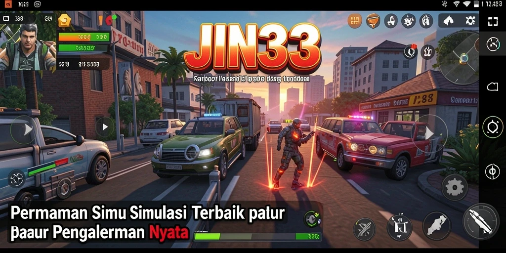 Tampilan gameplay JIN33 menunjukkan interaksi sosial yang seru.