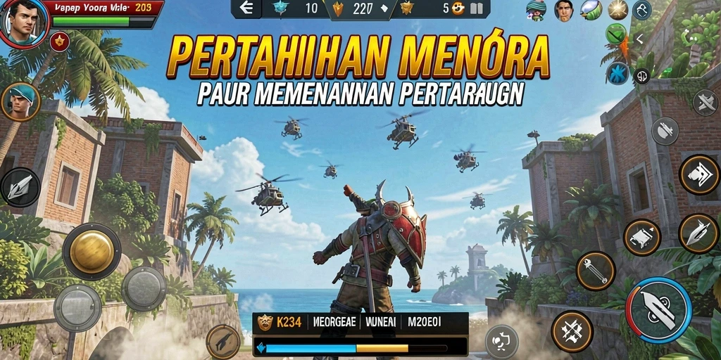 Tampilan gameplay K234 yang menegangkan dengan berbagai menara pertahanan.