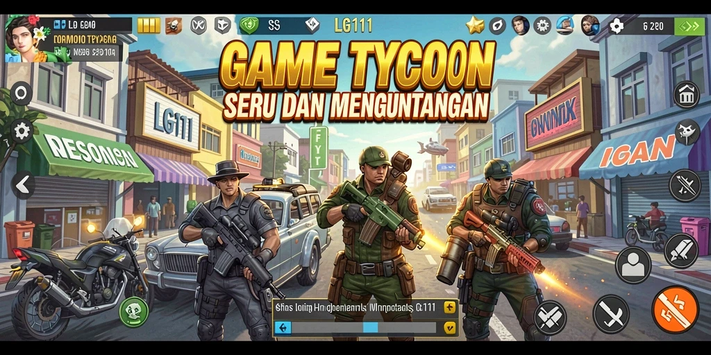 Screenshot gameplay LG111 menunjukkan serunya mengelola bisnis Tycoon.