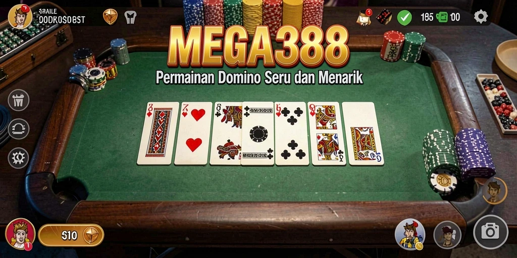 Tampilan gameplay seru dari MEGA388 saat bermain Domino.