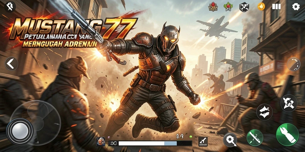 Tampilan screenshot MUSTANG77 menampilkan aksi pertarungan yang intens.