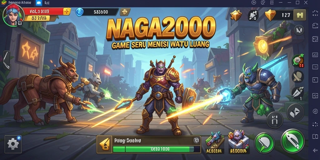 Tampilan gameplay NAGA2000 dengan naga dan aktivitas idle yang menarik.