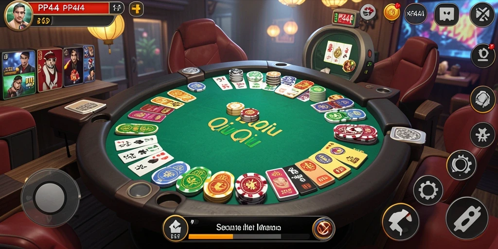 Tampilan gameplay seru dalam PP444 yang menghadirkan kegembiraan QiuQiu.