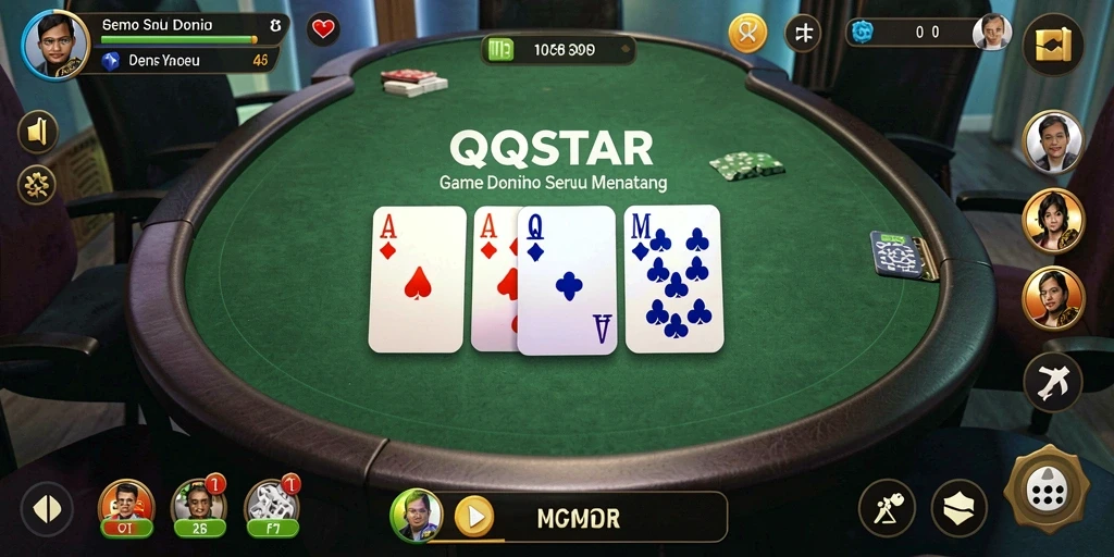 Screenshot gameplay QQSTAR menampilkan pertempuran Domino yang mendebarkan.