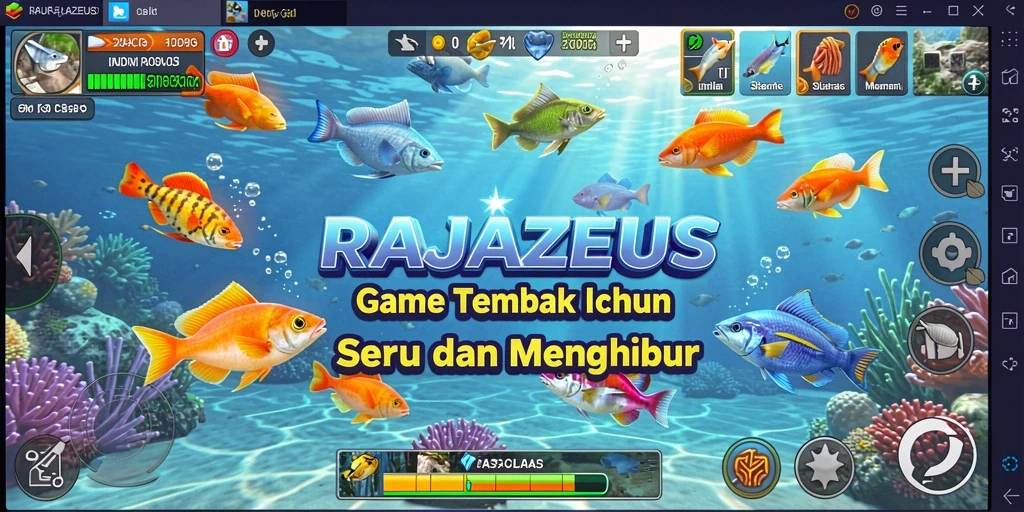 Gameplay seru RAJAZEUS dengan berbagai jenis ikan untuk ditembak.