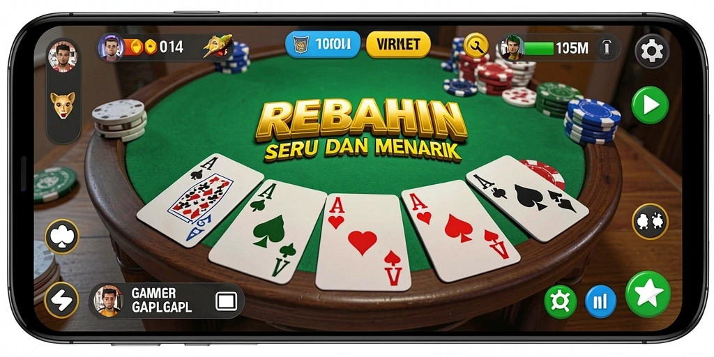 Gameplay seru REBAHIN dalam permainan Gaple.