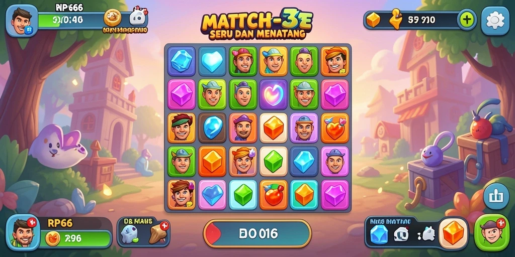 Tampilan gameplay seru RP66 dalam mode Match-3.
