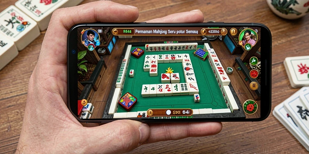 Gameplay menarik RR44 dengan desain ubin Mahjong yang colorful.