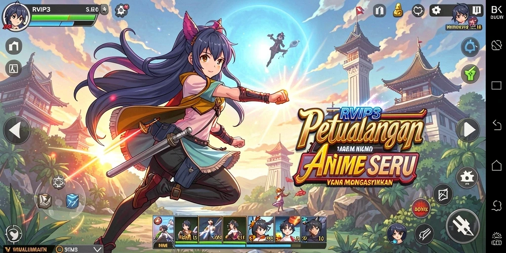 Tampilan utama gameplay RVIP3 dengan karakter anime yang epik.